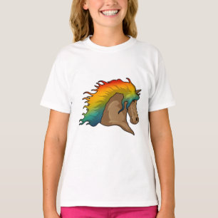 T-shirt Cheval avec cheveux arc-en-ciel