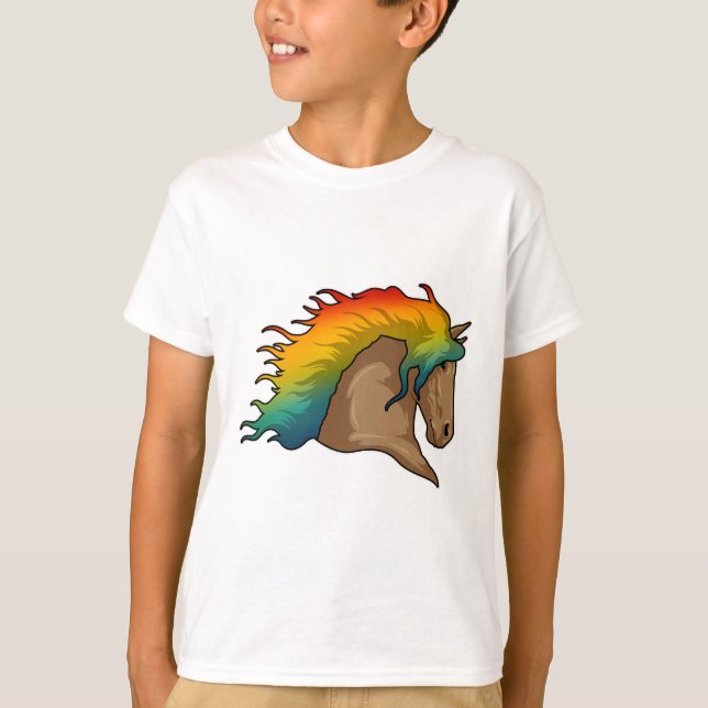 T-shirt Cheval avec cheveux arc-en-ciel (Devant)