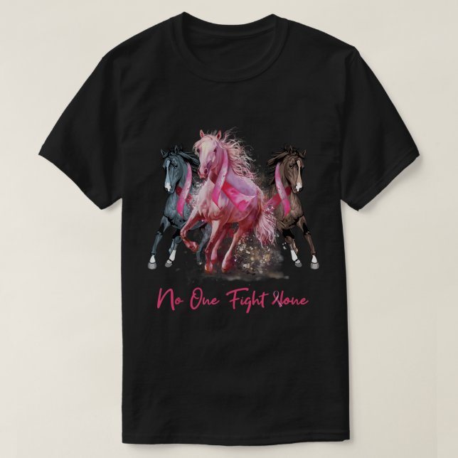 T-shirt Cheval avec le cancer du sein femmes sensibilisati (Design devant)