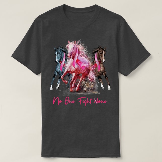 T-shirt Cheval avec le cancer du sein Sensibilisation Femm (Design devant)