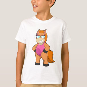 T-shirt Cheval avec lunettes de soleil