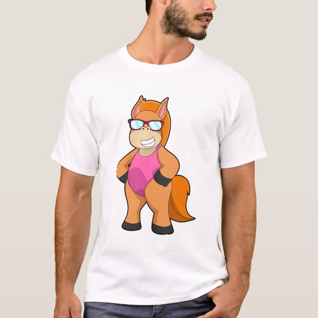 T-shirt Cheval avec lunettes de soleil (Devant)