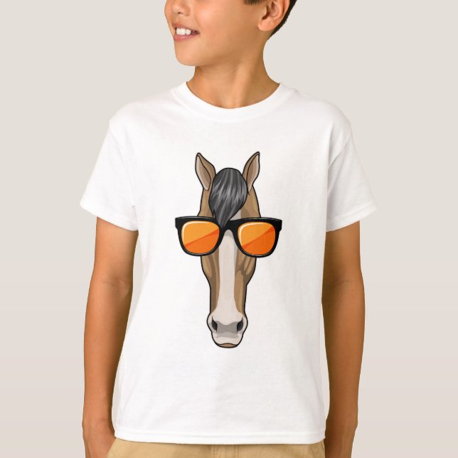 T-shirt Cheval avec lunettes de soleil (Devant)