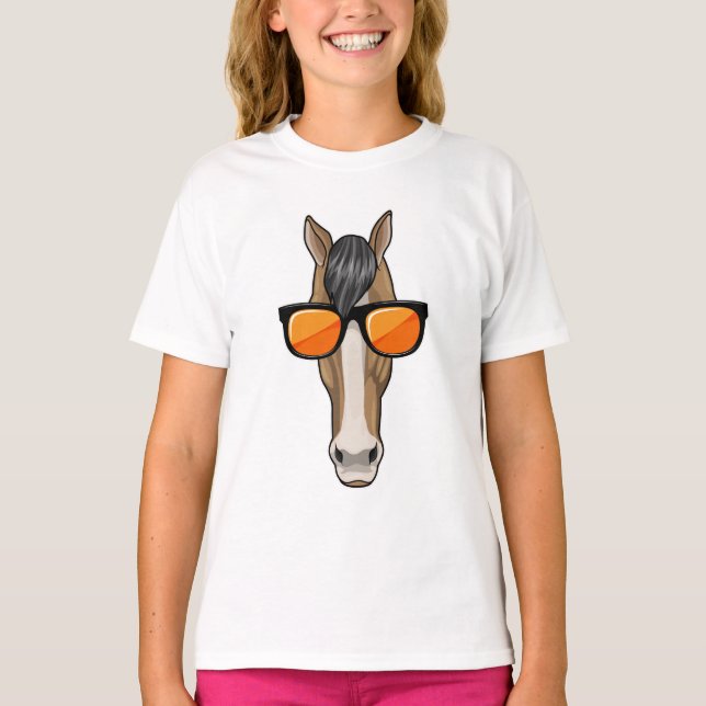 T-shirt Cheval avec lunettes de soleil (Devant)