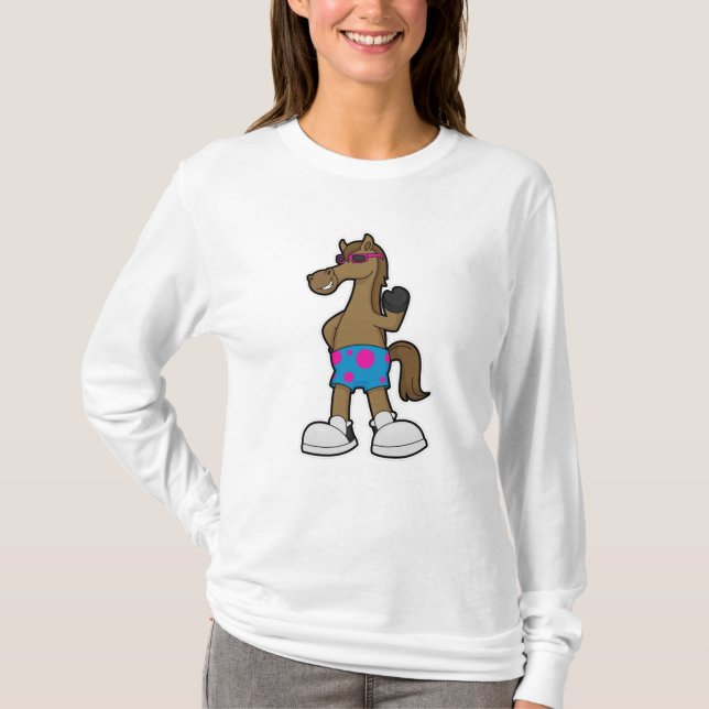 T-shirt Cheval avec lunettes de soleil (Devant)