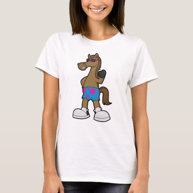 T-shirt Cheval avec lunettes de soleil (Devant)
