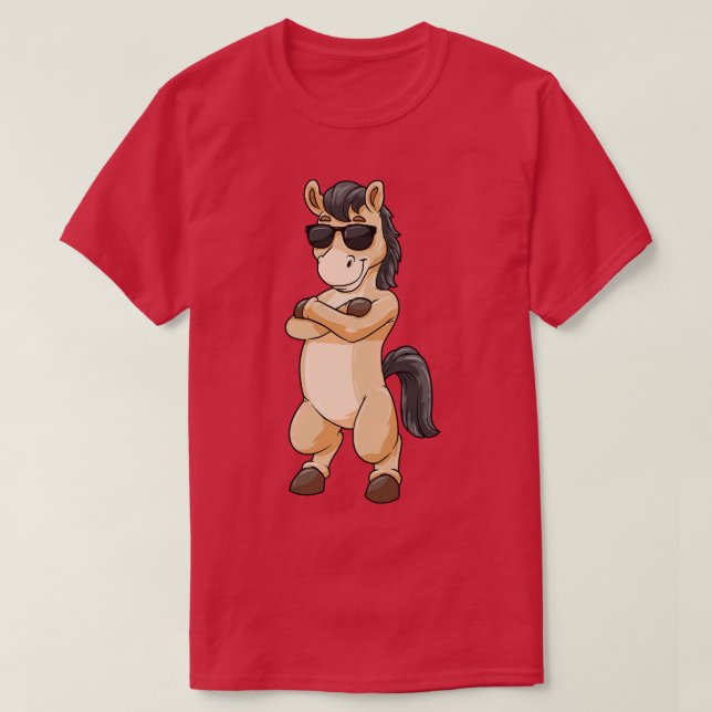 T-shirt Cheval avec lunettes de soleil 4 (Design devant)
