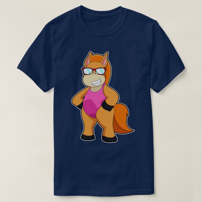 T-shirt Cheval avec lunettes de soleil 6 (Design devant)