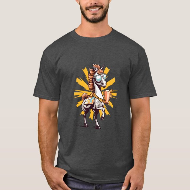 T-shirt Cheval avec lunettes de soleil Porter un funn éque (Devant)
