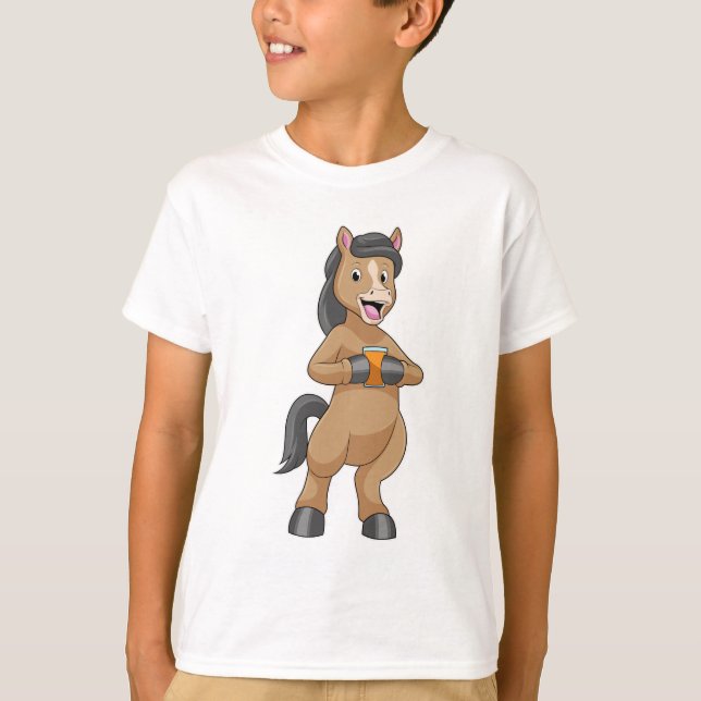 T-shirt Cheval avec Mug de jus d'orange (Devant)