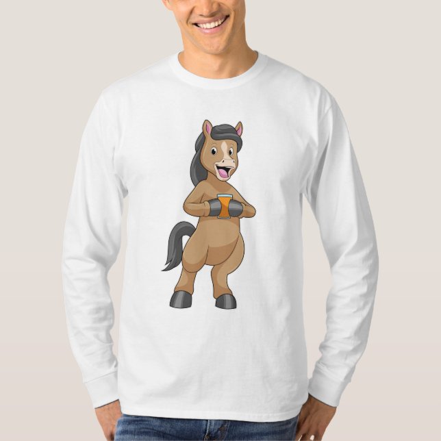 T-shirt Cheval avec Mug de jus d'orange (Devant)
