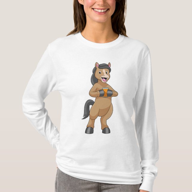 T-shirt Cheval avec tasse de jus d'orange (Devant)