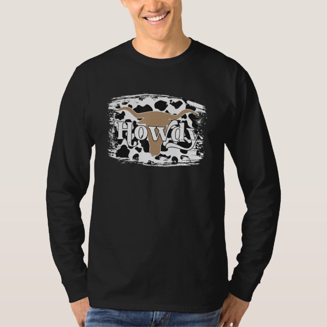 T-shirt Cheval blanc de l'Ouest Leopard Bull Skull Texas C (Devant)