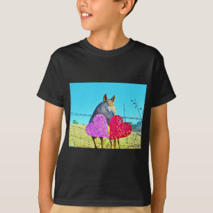 T-shirt Cheval blanc et Brown Valentine Coeurs