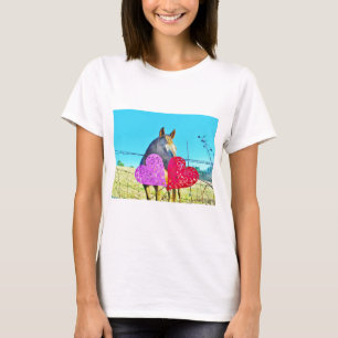 T-shirt Cheval blanc et Brown Valentine Coeurs