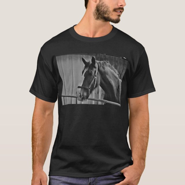 T-shirt Cheval blanc noir - Art de la photographie animale (Devant)