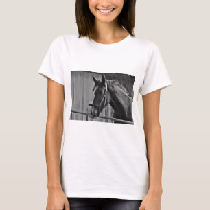 T-shirt Cheval blanc noir - Art de la photographie animale