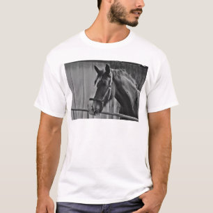 T-shirt Cheval blanc noir - Art de la photographie animale