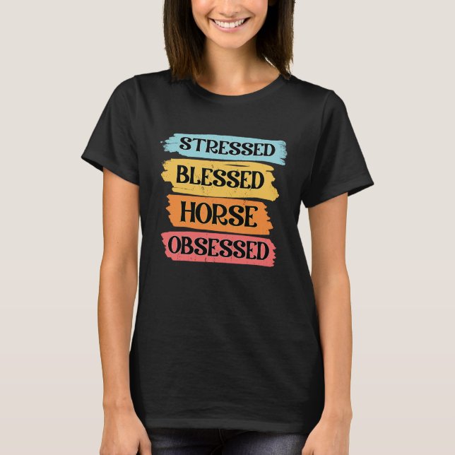 T-shirt Cheval Blessé Retro Stressé Obsédé (Devant)