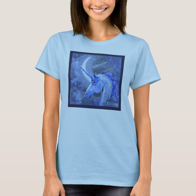 T-shirt Cheval bleu pourpre lunaire de Pegasus de lunes de (Devant)