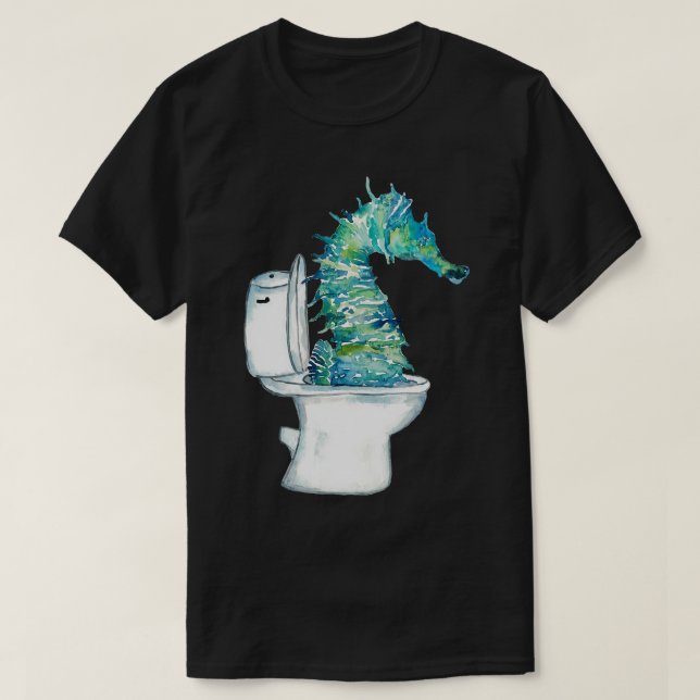 T-shirt Cheval brossant dents bain aquarelle (Design devant)