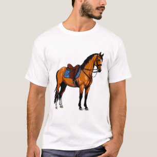 T-shirt Cheval Brun Avec Selle