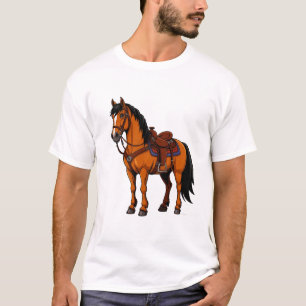 T-shirt Cheval Brun Avec Selle