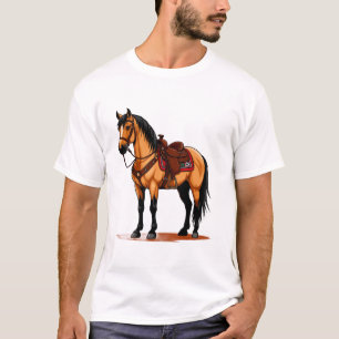 T-shirt Cheval Brun Avec Selle
