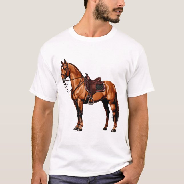 T-shirt Cheval Brun Élégant (Devant)