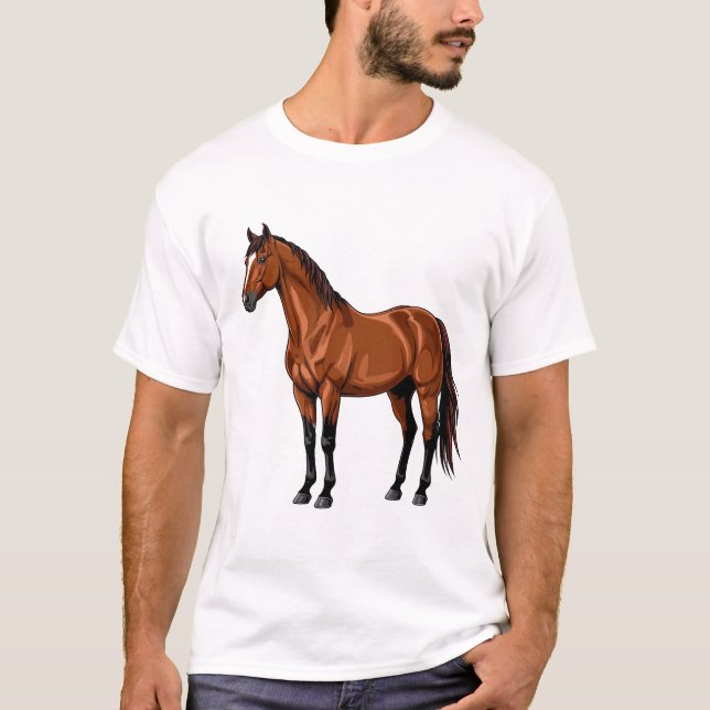 T-shirt Cheval brun élégant (Devant)