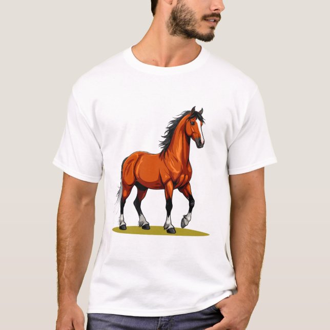 T-shirt Cheval Brun Élégant (Devant)