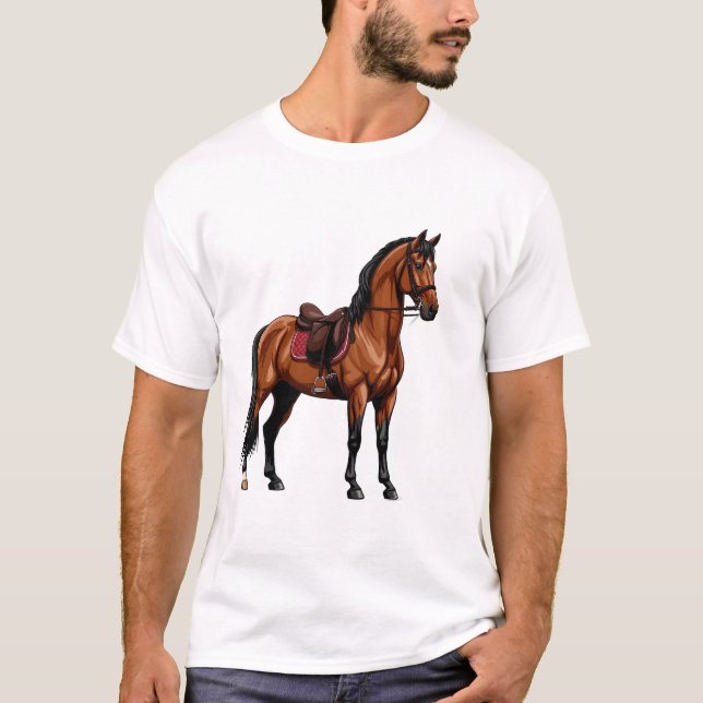 T-shirt Cheval brun élégant (Devant)