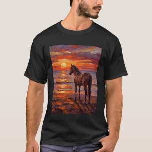 T-shirt Cheval Brun sur une toile d'art équestre de plage