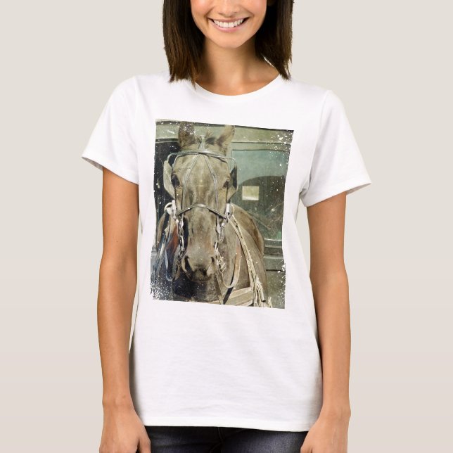 T-shirt Cheval Buggy Grunge Amish (Devant)