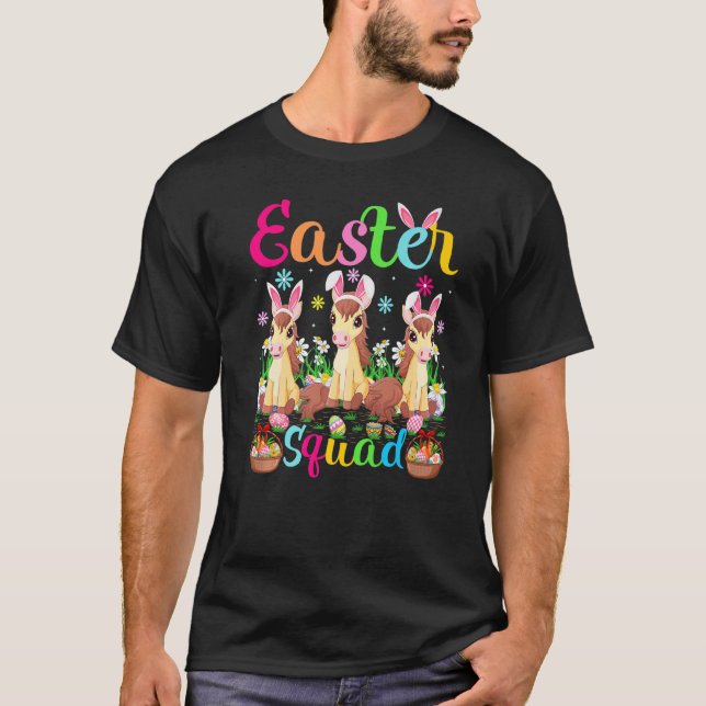 T-shirt Cheval Bunny Ear Easter Squad Cheval Joyeux Pâques (Devant)