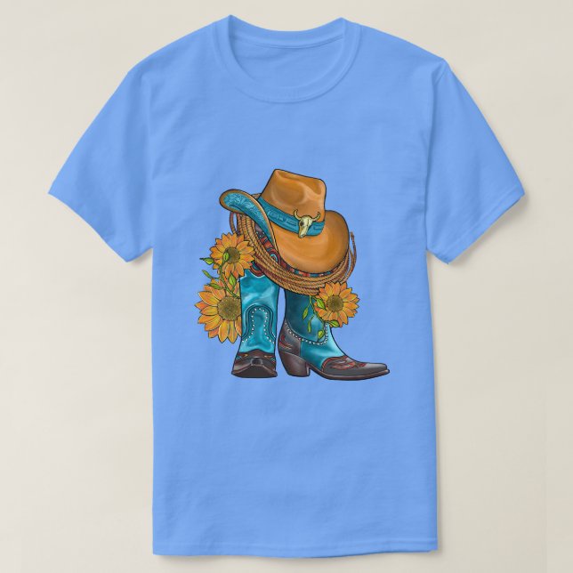 T-shirt Cheval Casquette Occidental Et Bottes Cowboy Avec  (Design devant)