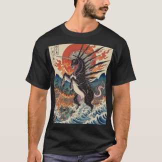 T-shirt Cheval céleste hérissé dans des mers enflammées