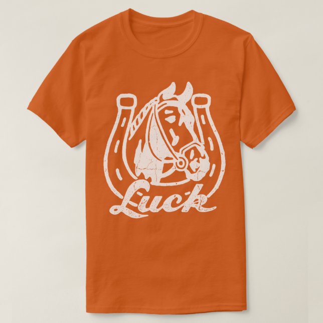 T-shirt Cheval chanceux avec fer à cheval blanc (Design devant)