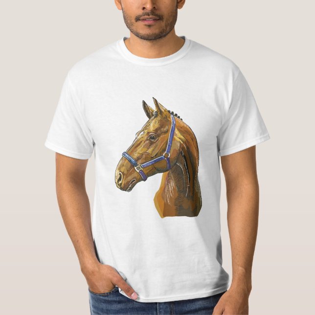 T-shirt Cheval châtaigne dessiné à la main (Devant)