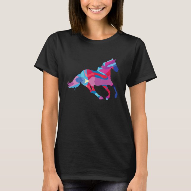 T-shirt Cheval chevaux Colorful Graphisme (Devant)