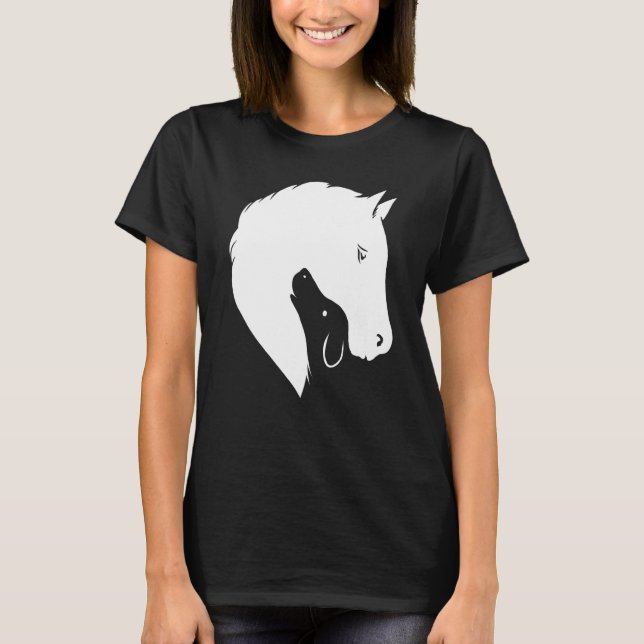 T-shirt Cheval Chien Silhouette Equine Canine Animal Outfi (Devant)