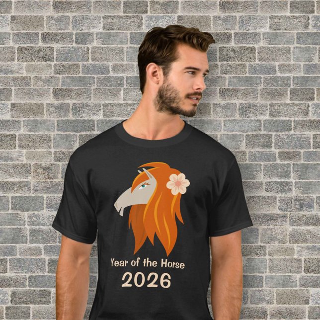 T-shirt Cheval Chinois du Nouvel An 2026 Zodiac Hommes (Créateur téléchargé)