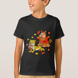 T-shirt Cheval Chinois Guépard Drôle Enfants Hommes Femmes