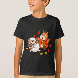 T-shirt Cheval Chinois Mouton Drôle Enfants Hommes Femmes