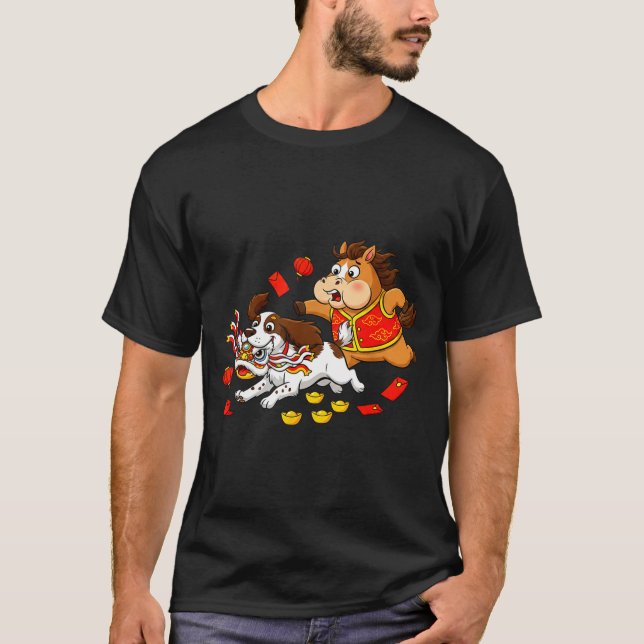 T-shirt Cheval Chinois Springer Spaniel Anglais Drôle Heur (Devant)