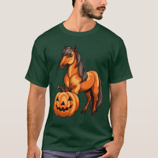 T-shirt Cheval Citrouille Lazy Halloween Party Costume ami