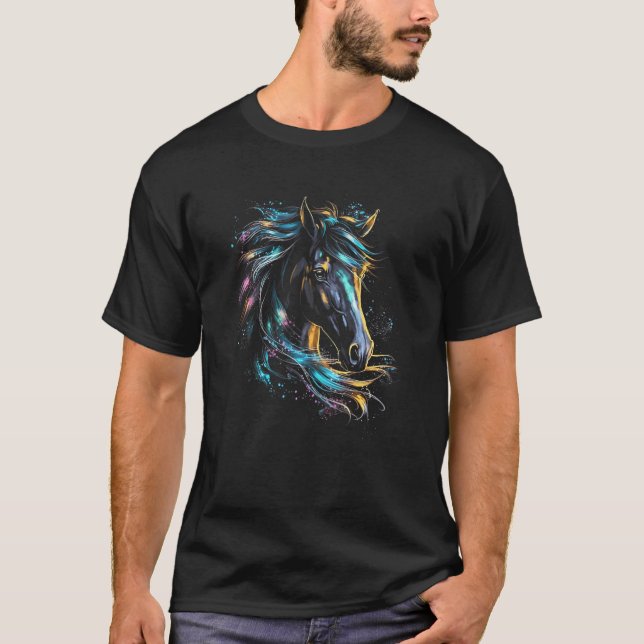 T-shirt Cheval Coloré 9 (Devant)