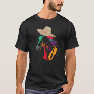 T-shirt Cheval Coloré Avec Hommes Casquettes Femmes Cheval