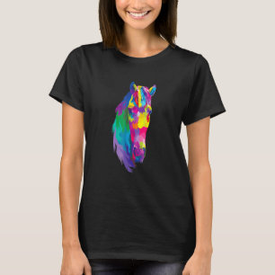 T-shirt Cheval coloré tête polygonale géométrique Cheval H