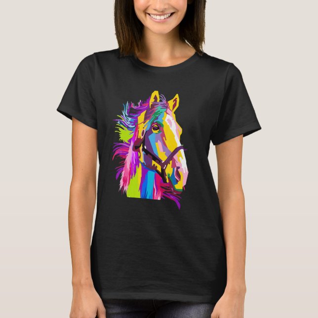 T-shirt Cheval Coloré Tête Pop Style (Devant)